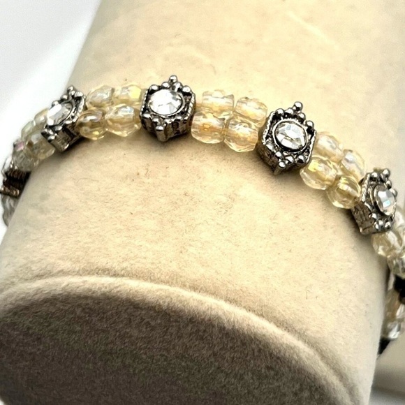 Vintage Crystal Beaded Necklace & Bracelet Set With Cross Pendant - Picture 10 of 10